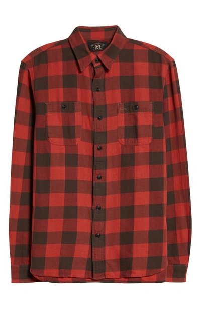 Shop Double Rl Farrell Plaid Cotton Flannel Button-up Shirt In Black Red