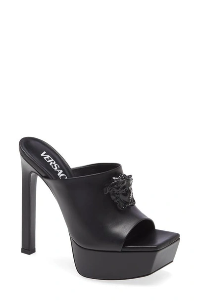 Shop Versace Medusa Platform Slide Sandal In Black Black
