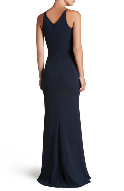 Shop Dress The Population Iris Crepe Trumpet Gown In Midnight Blue