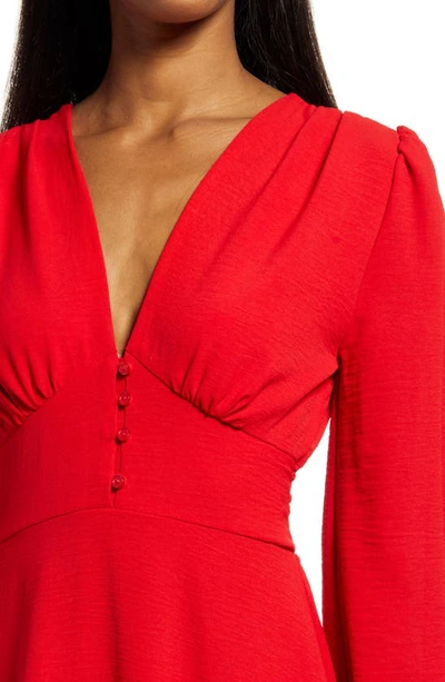 Shop Fraiche By J Empire Waist Long Sleeve Dress In Red