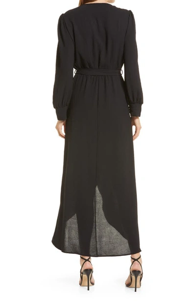 Shop Fraiche By J Long Sleeve Faux Wrap Dress In Black
