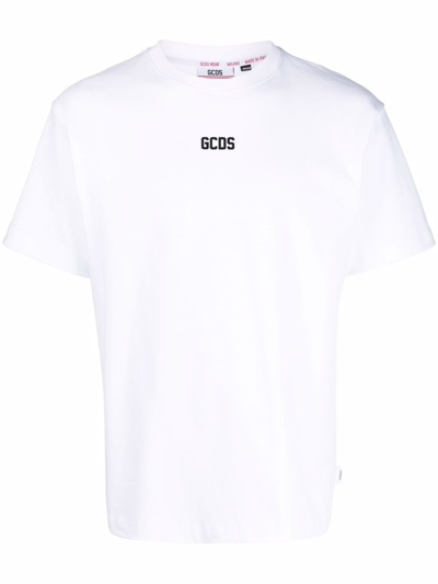 Shop Gcds Logo Cotton T-shirt In White