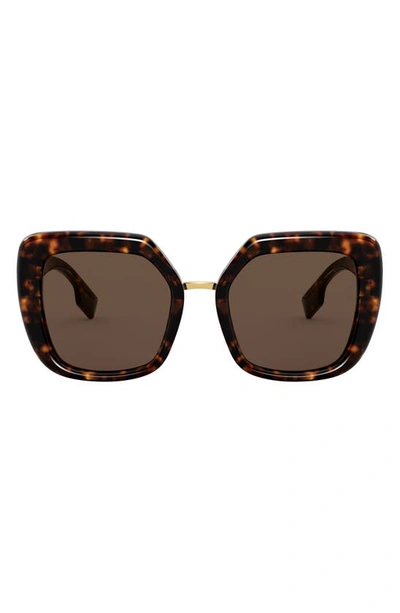 Shop Burberry 53mm Square Sunglasses In Dark Havana/ Brown