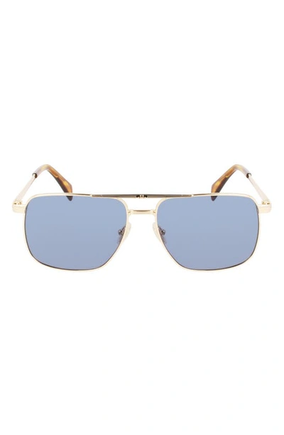 Shop Lanvin Jl 58mm Rectangular Sunglasses In Gold / Blue