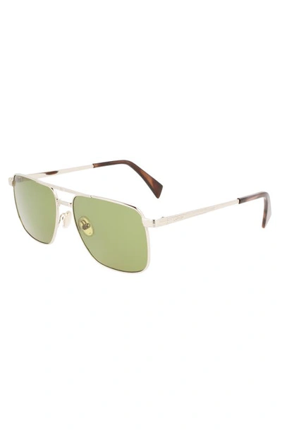Shop Lanvin Jl 58mm Rectangular Sunglasses In Gold / Green