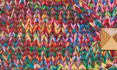 VALENTINO GARAVANI MEDIUM ROMAN STUD RAINBOW KNIT SHOULDER BAG 