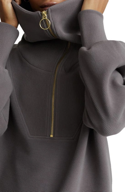 Varley Vine Ottoman Half Zip Pullover In Deep Charcoal