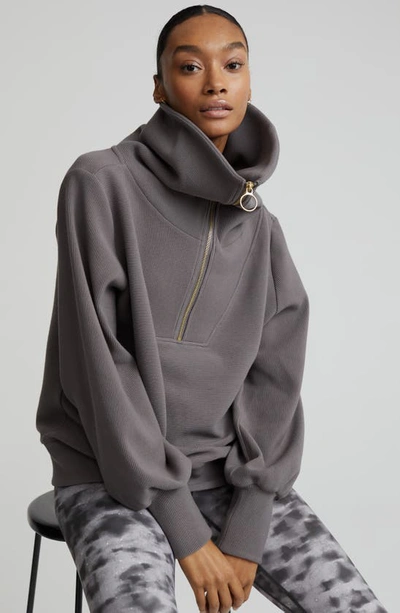 Varley Vine Ottoman Half Zip Pullover In Deep Charcoal