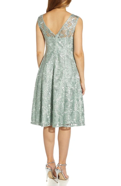 Shop Adrianna Papell Embroidered Cocktail Dress In Cloudy Aqua
