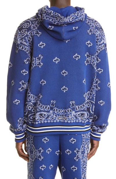 Shop Amiri Bandana B-ball Cotton & Cashmere Hoodie Sweater In Blue/ Black