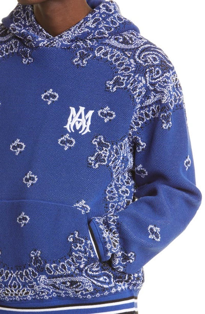 Shop Amiri Bandana B-ball Cotton & Cashmere Hoodie Sweater In Blue/ Black