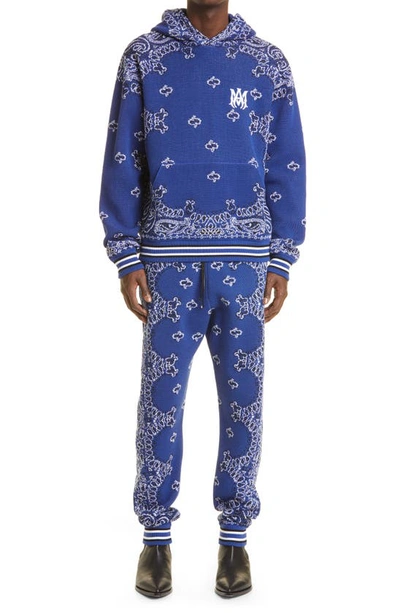 Shop Amiri Bandana B-ball Cotton & Cashmere Sweater Joggers In Blue / Black