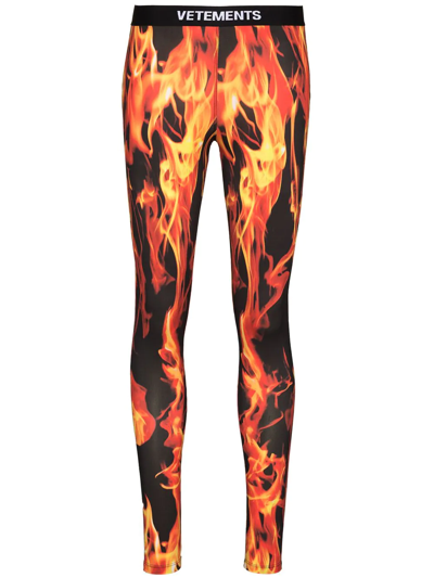 火焰印花高腰打底裤