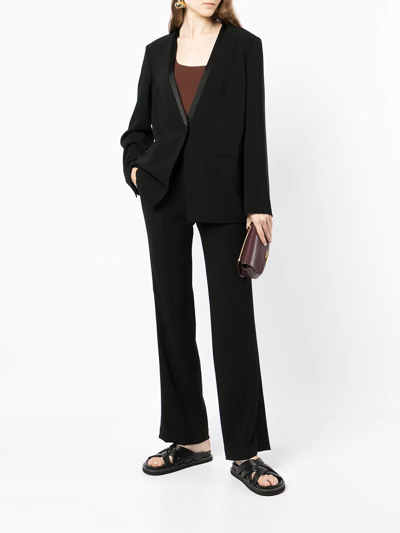 Shop Theory Crepe Straight-fit Trousers In Schwarz