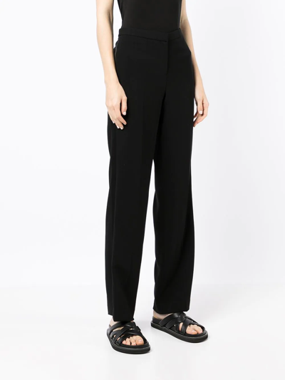 Shop Theory Crepe Straight-fit Trousers In Schwarz