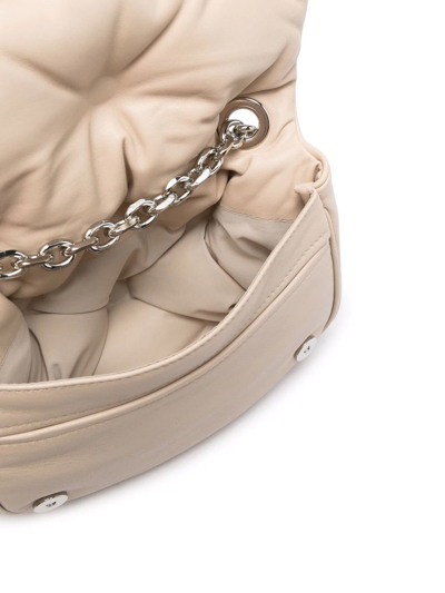 Maison Margiela Quilted Logo-plaque Crossbody Bag In Neutrals