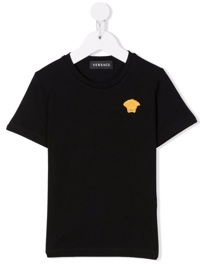 Shop Versace Medusa Embroidery Short-sleeve T-shirt In Black