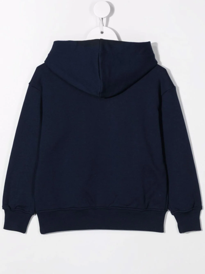 Msgm Logo-print Hoodie In Blue