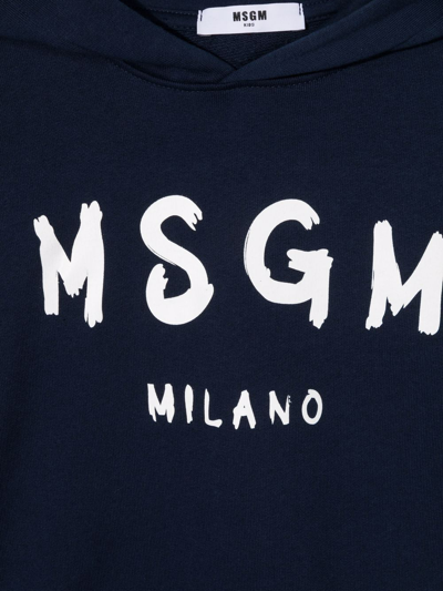 Msgm Logo-print Hoodie In Blue