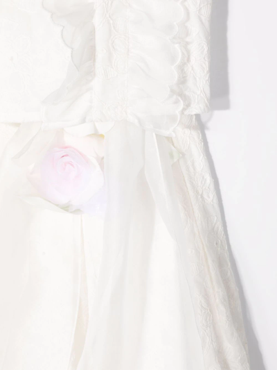 Shop Colorichiari Floral-detail Sleeveless Midi Dress In White