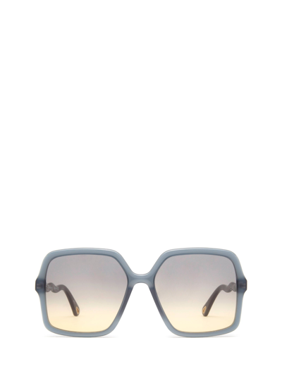 Shop Chloé Eyewear Rectangle Frame Sunglasses In Blue