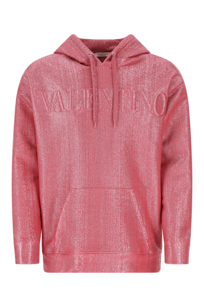 Valentino Logo-embossed Metallic Cotton-blend Jersey Hoodie In