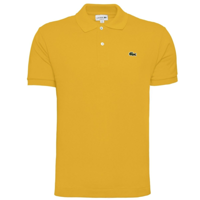 Shop Lacoste Men's Yellow Cotton Polo Shirt
