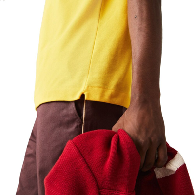 Shop Lacoste Men's Yellow Cotton Polo Shirt