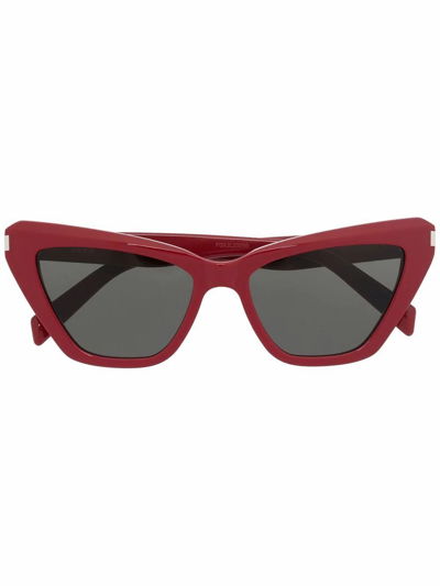 Shop Saint Laurent Women's Red Acetate Sunglasses