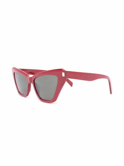 Shop Saint Laurent Women's Red Acetate Sunglasses