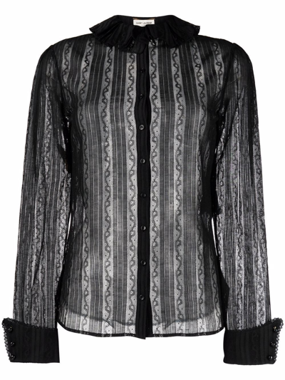 Shop Saint Laurent Camicia Patchwork In Black