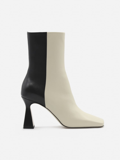 Shop Wandler Two-tone Isa Ankle Boots In Leather In Black, White