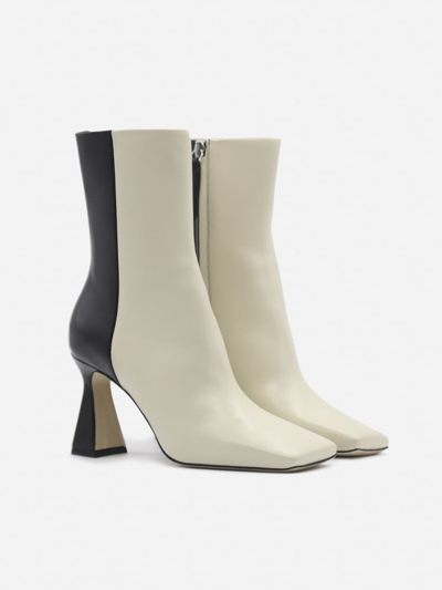 Shop Wandler Two-tone Isa Ankle Boots In Leather In Black, White