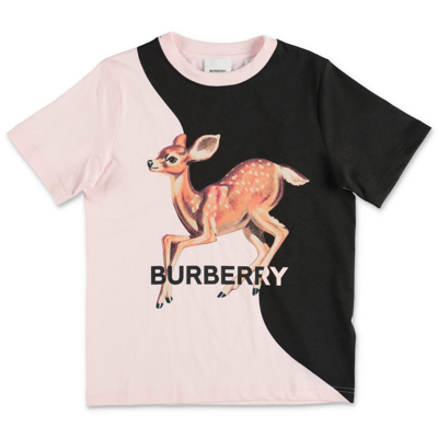 Shop Burberry T-shirt Rosa E Nera In Jersey Di Cotone