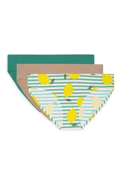 Shop Aqs Assorted Seamless Bikini Panties In Lemons/lime/nude