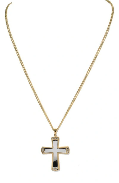 Shop American Exchange Metal Silver Rose Cross Pendant Necklace In Silver/ Rose
