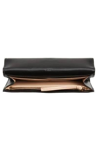 Shop Chloé Long Calfskin Leather Flap Wallet In Black