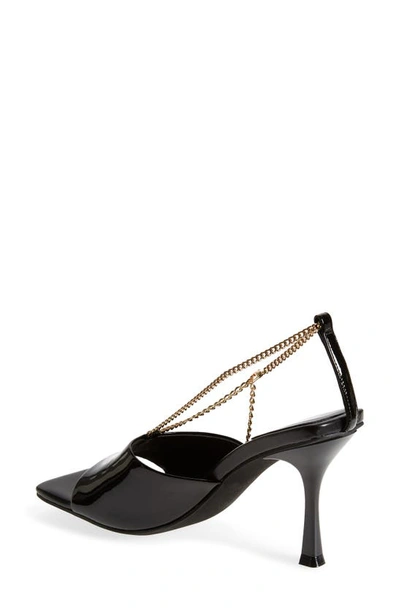 Shop Jeffrey Campbell Ameline Chain Strap Sandal In Black Patent-gold Leather