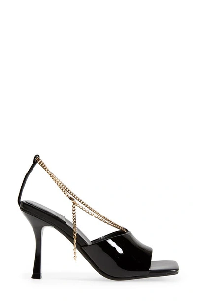 Shop Jeffrey Campbell Ameline Chain Strap Sandal In Black Patent-gold Leather