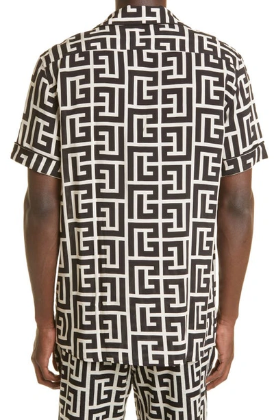 Shop Balmain Monogram Pajama Shirt In Gfe - Ivory/ Noir