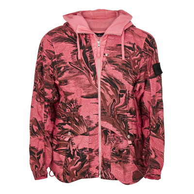 Shop Stone Island Shadow Project Pink Printed Linen-blend Jacket