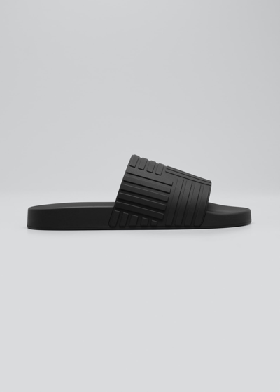 Shop Bottega Veneta Men's The Slider Sandals In Nero