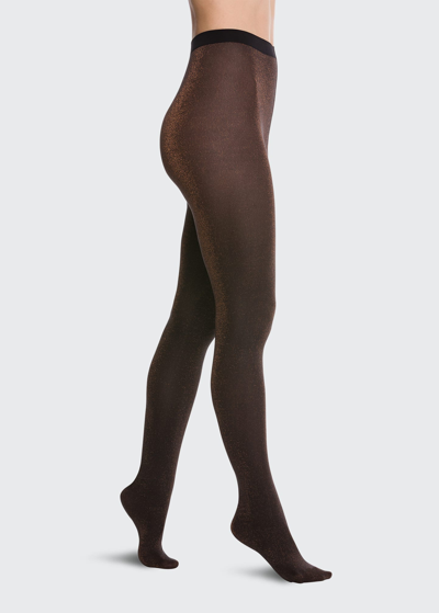 Shop Wolford Stardust Tights In Soft Black/copper