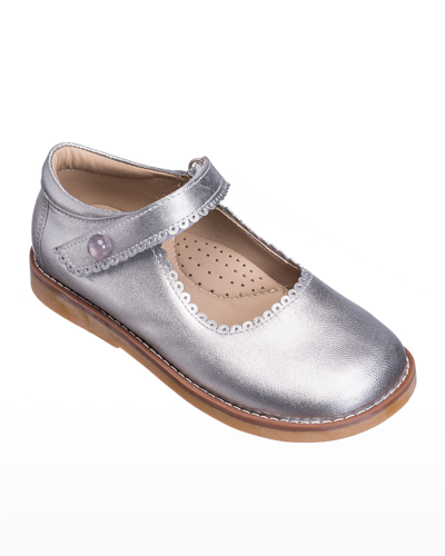 Shop Elephantito Girl's Scalloped Leather Mary Jane, Toddler/kids In Silver