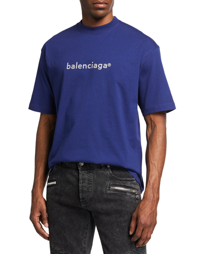 Shop Balenciaga Men's Copyright Logo T-shirt In Navy/anthracite