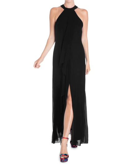 Shop Meghan La Women's Aphrodite Front-slit Maxi Dress In Black