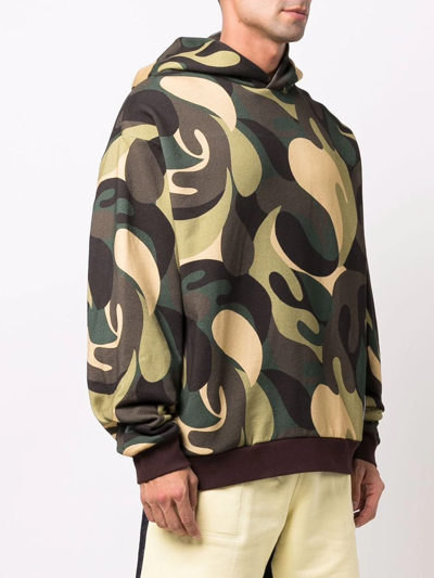 Shop Marni Abstract Camouflage-print Hoodie In Green