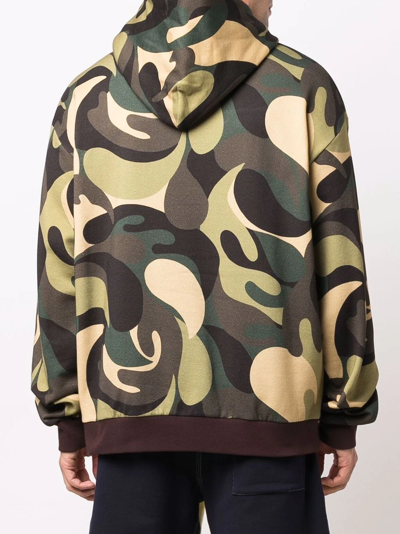 Shop Marni Abstract Camouflage-print Hoodie In Green