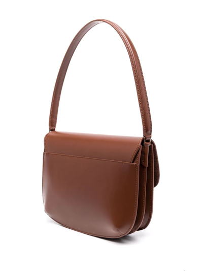 Shop Apc Sarah Leather Shoulder Bag In Brown