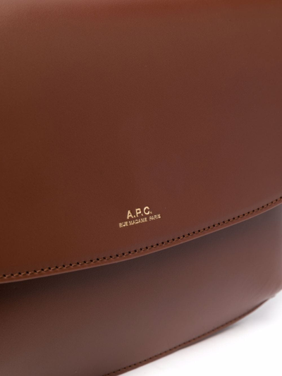 Shop Apc Sarah Leather Shoulder Bag In Brown